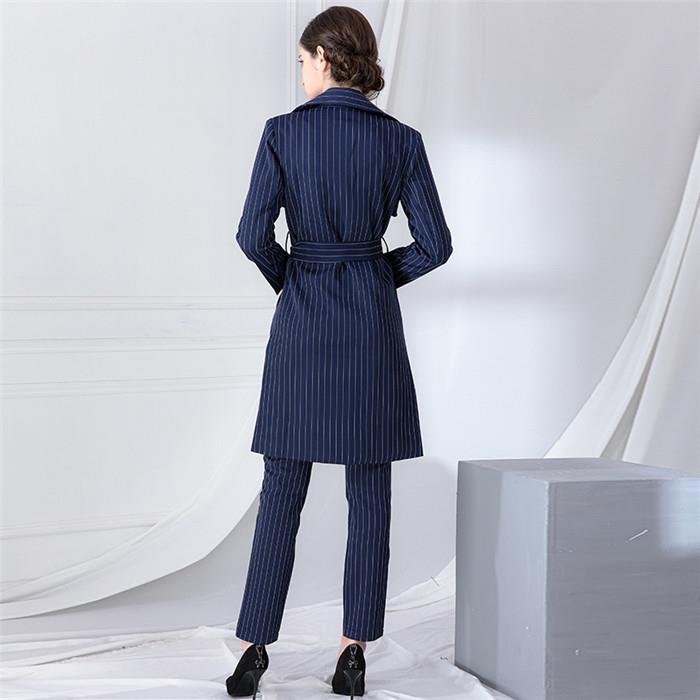 back of 2 piece set women stripe suit